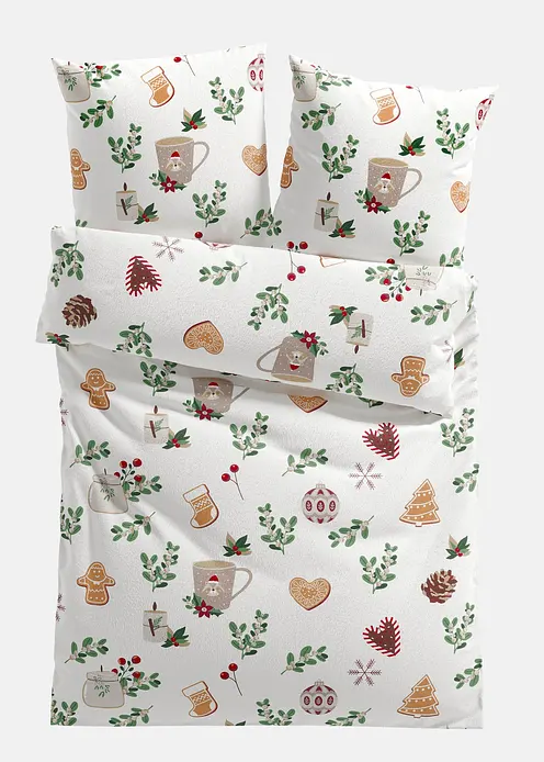 Bettwäsche mit Weihnachtsgebäck in beige von vorne - bonprix