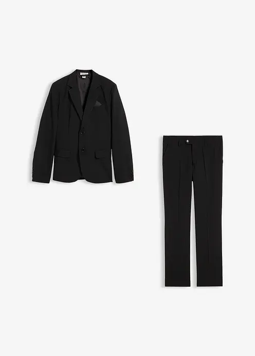 Anzug (2tlg. Set) in Regular Fit in schwarz von vorne - bonprix