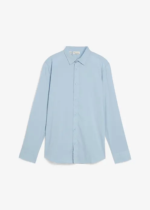 Business-Hemd mit Stretch, Slim Fit in grau von vorne - bonprix