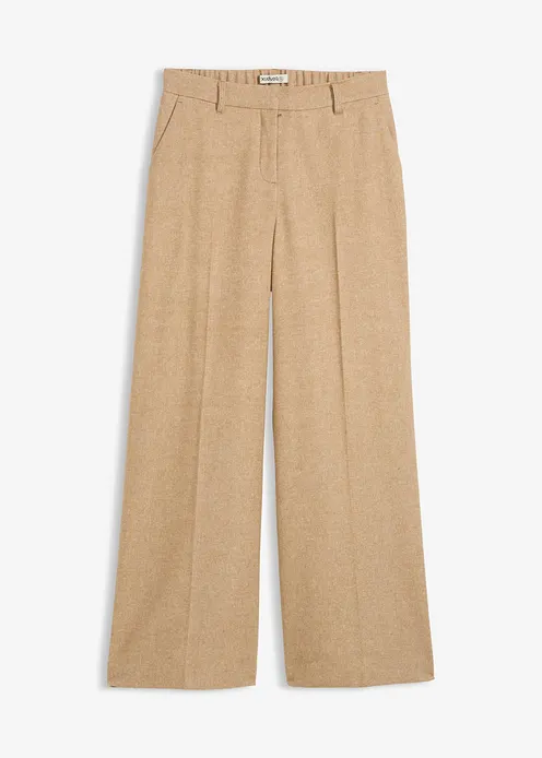 Wollhose mit Fischgratmuster in beige von vorne - bonprix