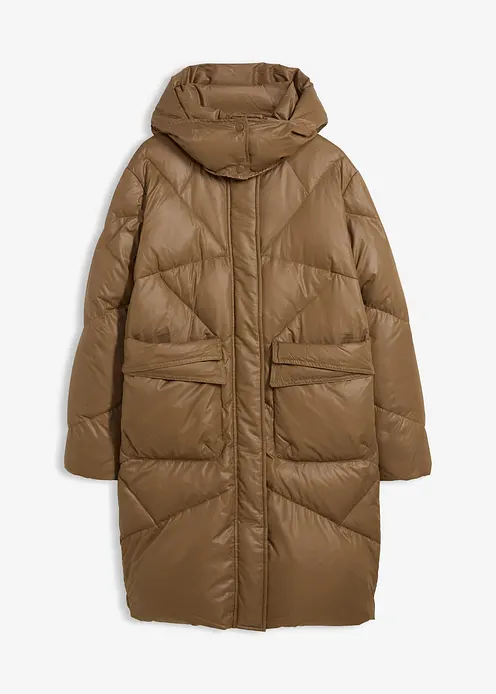 Daunenmantel mit recycelten Daunen, wasserabweisend in braun von vorne - bonprix