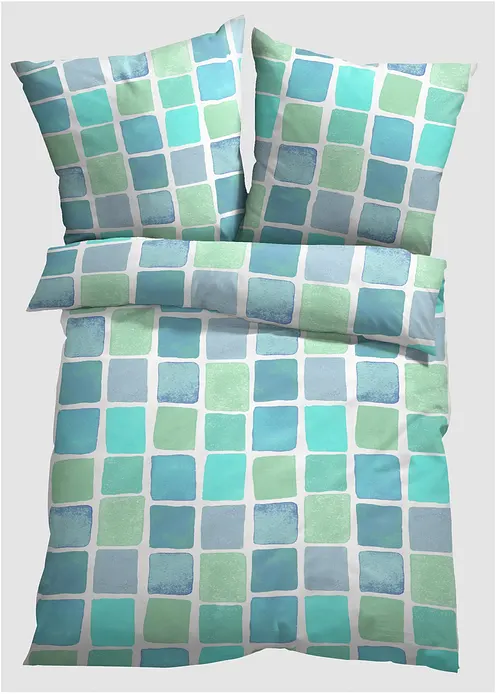 Bettwäsche mit graphischem Muster in blau von vorne - bonprix