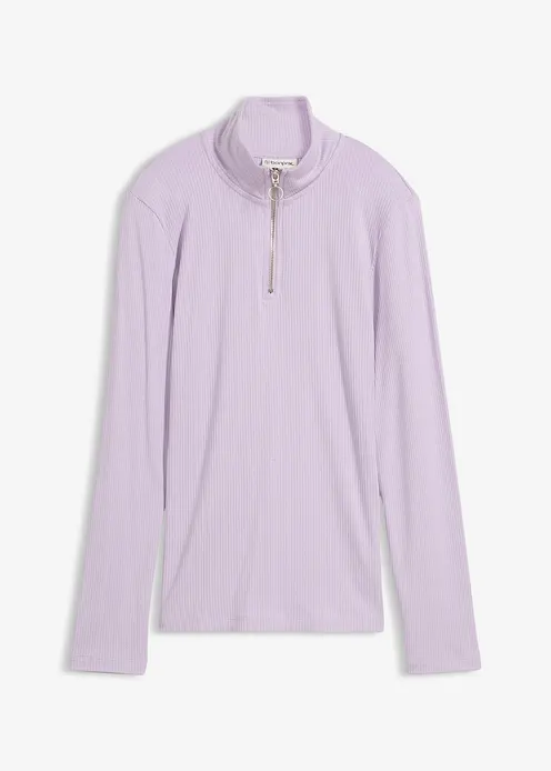 Rippshirt aus softem Viskose-Mix in lila von vorne - bonprix
