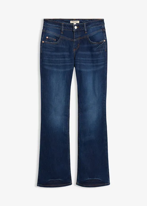Bootcut Jeans Mid Waist, Stretch in blau von vorne - bonprix