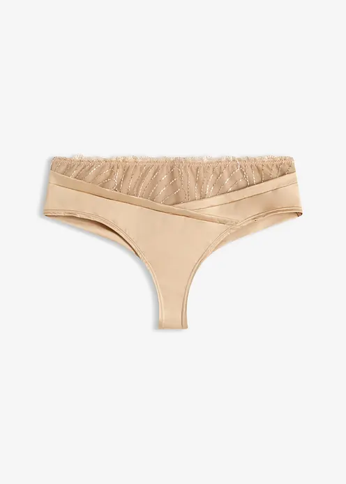 String Panty mit nahtloser Hinterhose in beige von vorne - bonprix