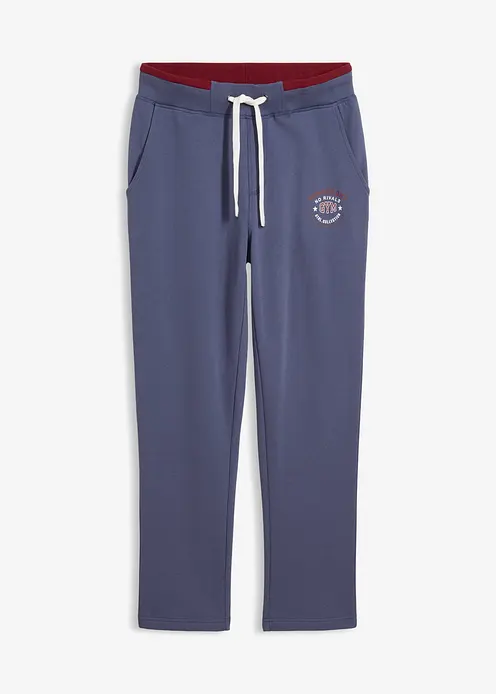 Jogginghose aus reiner Baumwolle mit sportiven Details in blau von vorne - bonprix