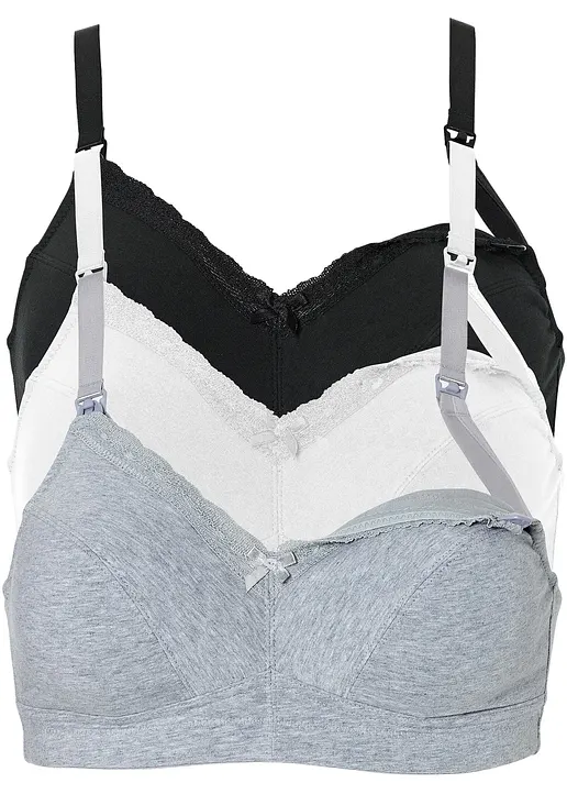 Still BH ohne Bügel (3er Pack) mit Bio-Baumwolle in schwarz - bonprix