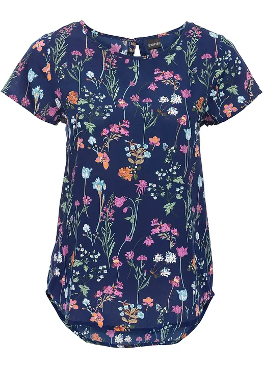Blusenshirt in blau von vorne - bonprix