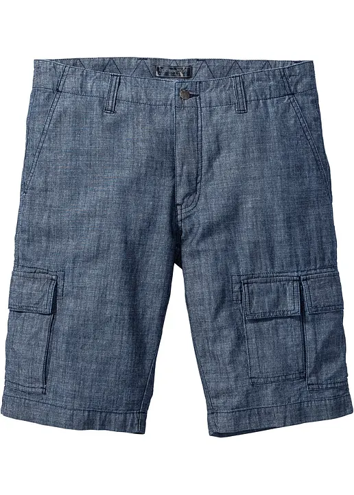 Loose Fit Cargo-Bermuda aus reiner Baumwolle in blau von vorne - bonprix