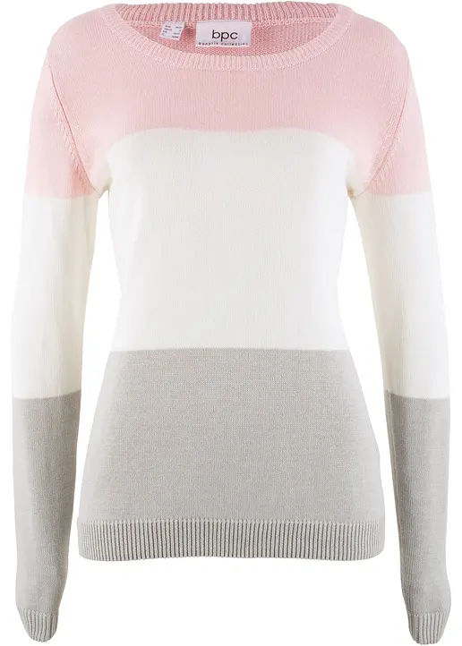 Pullover im Colorblocking-Stil in rosa von vorne - bonprix