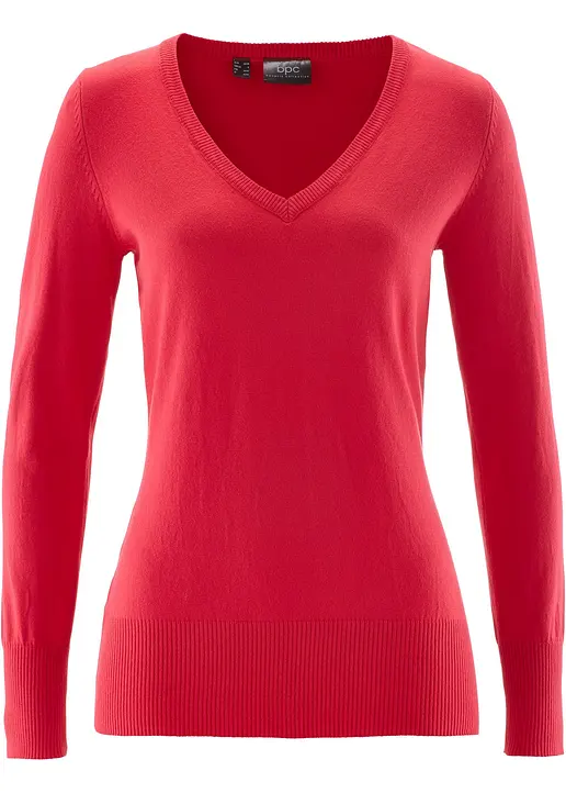 Feinstrickpullover in rot von vorne - bonprix