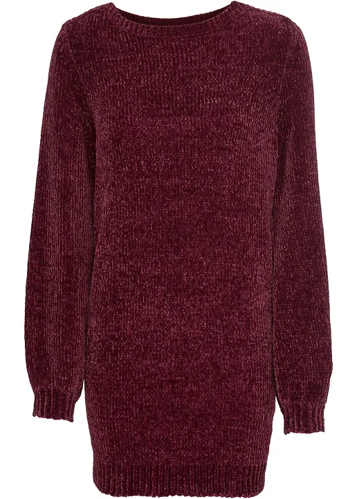 Chenille-Longpullover in rot von vorne - bonprix
