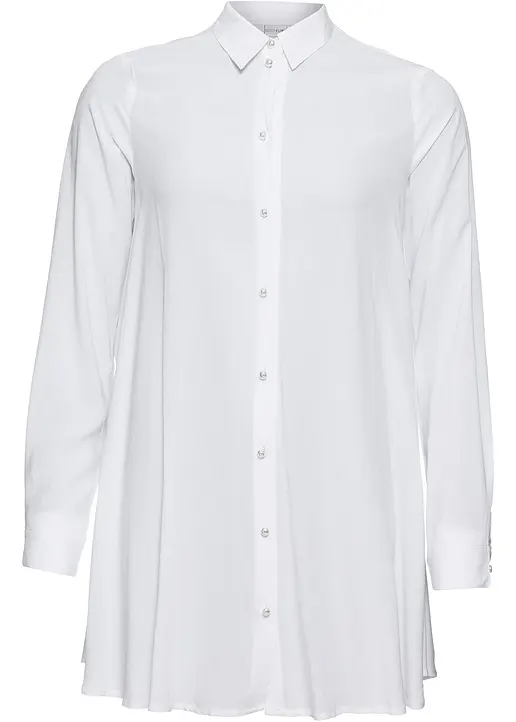 Bluse mit Perlenknopfleiste in weiß von vorne - bonprix