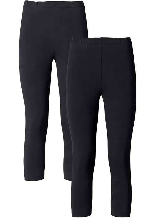 Capri-Leggings (2er-Pack) in schwarz - bonprix
