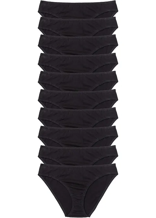 Slip (10er Pack) in schwarz von vorne - bonprix