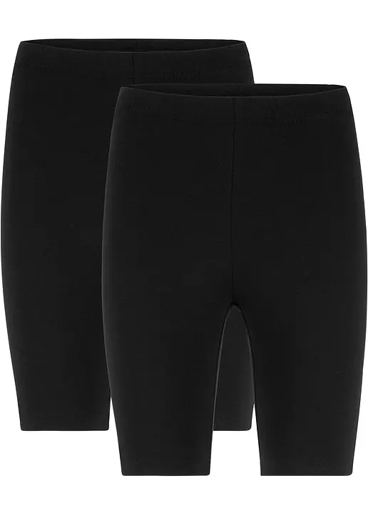 Radlerhose (2er Pack) in schwarz von vorne - bonprix
