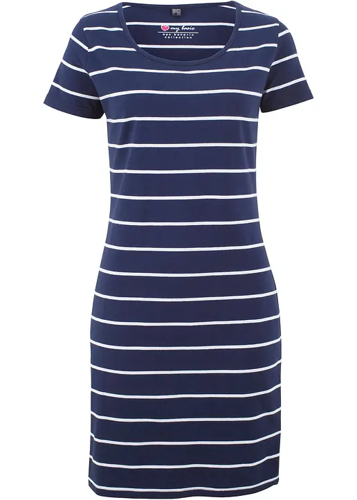 Jerseykleid aus Baumwolle mit Stretch in blau von vorne - bonprix