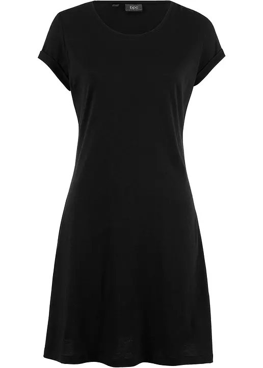 Shirtkleid aus reiner Bio-Baumwolle in schwarz von vorne - bonprix