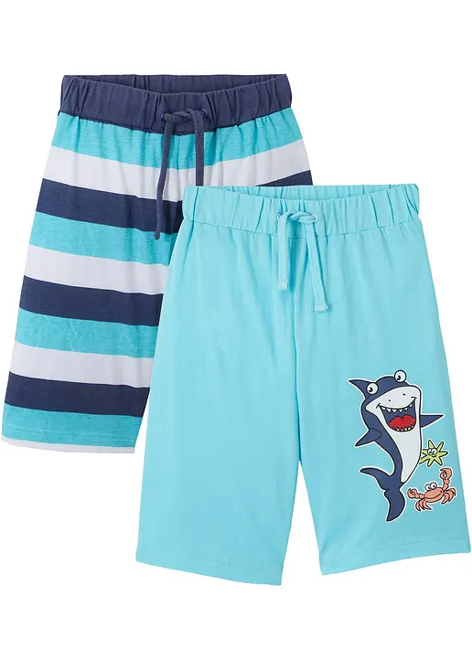 Jungen Bermuda (2er Pack) aus Bio Baumwolle in blau von vorne - bonprix