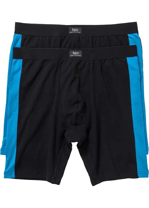 Lange Boxershorts eng (2er Pack) in schwarz von vorne - bonprix