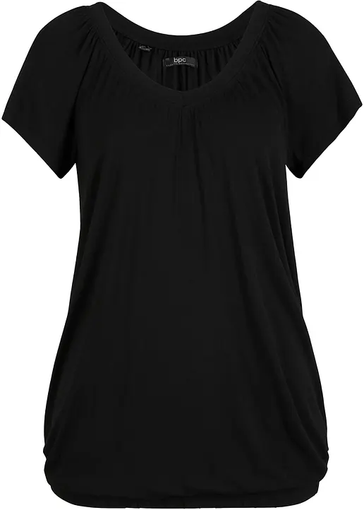 Shirt aus Viskose-Mix, kurzarm in schwarz von vorne - bonprix