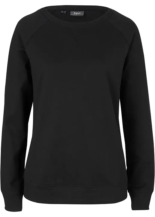 Basic Sweatshirt in schwarz von vorne - bonprix