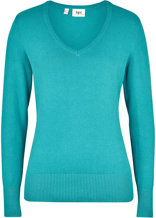 Feinstrickpullover in grün von vorne - bonprix