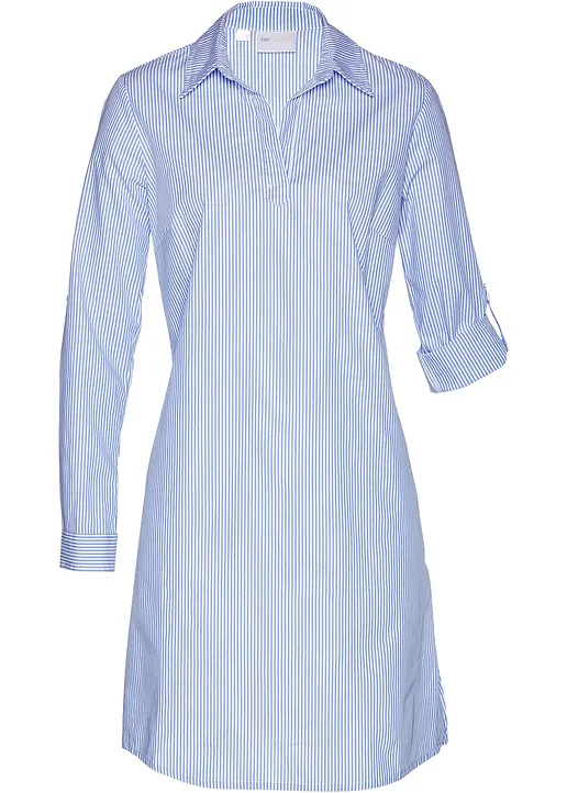 Hemdblusenkleid aus reiner Baumwolle in weiß - bonprix