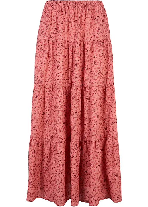 Maxirock mit Volants in rosa von vorne - bonprix
