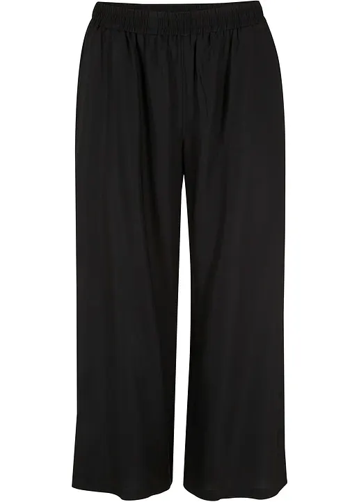 3/4-Hose mit Bequembund aus Viskose in schwarz von vorne - bonprix