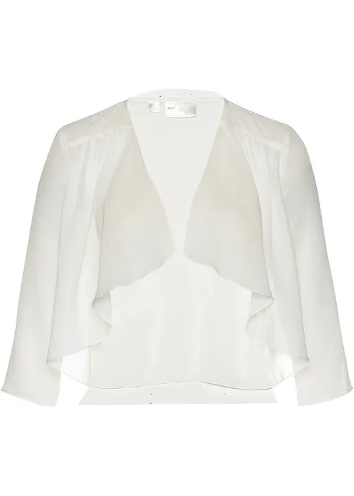 Bolero aus feinem Chiffon in weiß von vorne - bonprix