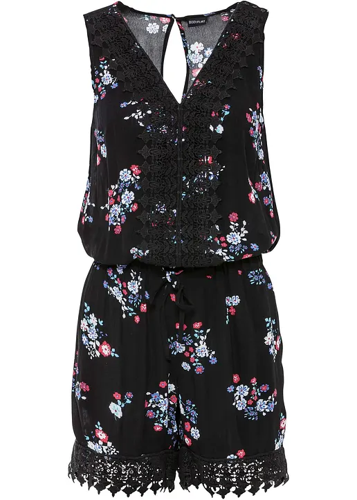 Jumpsuit aus Viskose in schwarz von vorne - bonprix