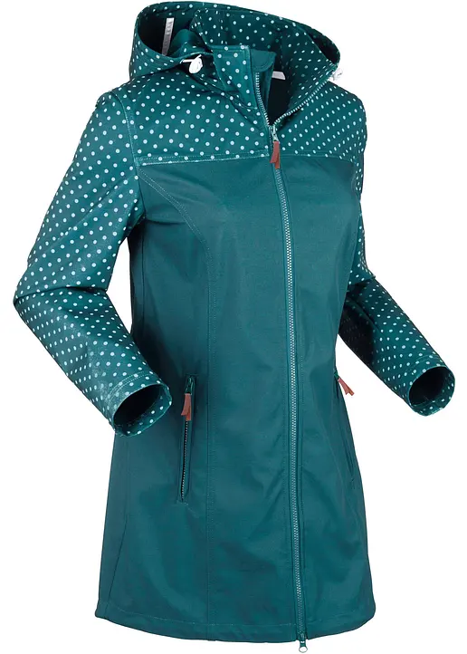 Wasserabweisende Softshelljacke, schlanker Schnitt in petrol von der Seite - bonprix