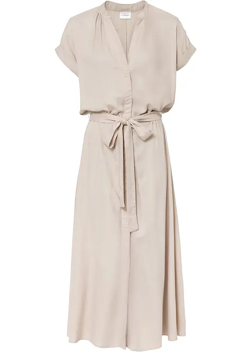 Hemdblusenkleid in beige von vorne - bonprix
