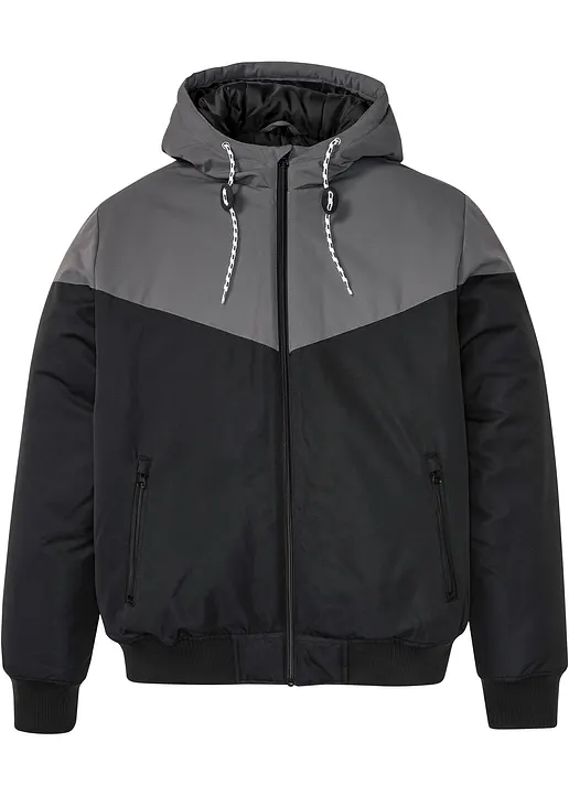 Colourblocking Jacke in Blousonform in schwarz von vorne - bonprix
