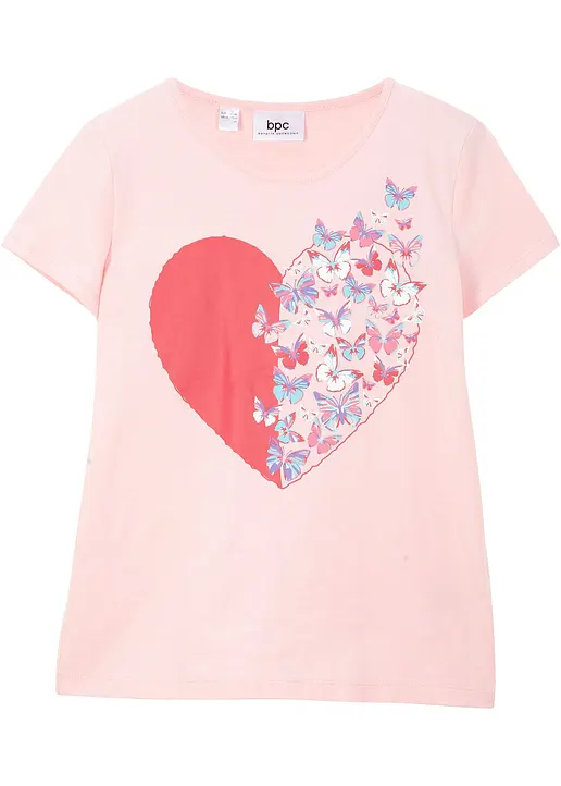 T-Shirt aus reiner Bio-Baumwolle in rosa von vorne - bonprix
