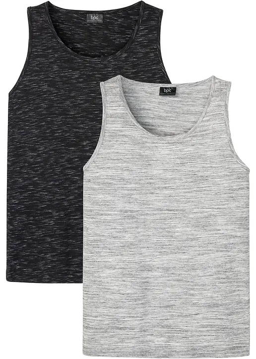 Tanktop (2er Pack) in schwarz von vorne - bonprix