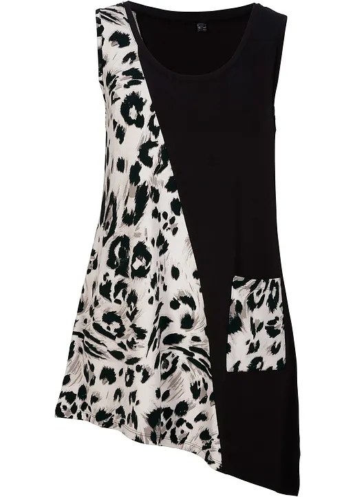 Long-Top in schwarz von vorne - bonprix