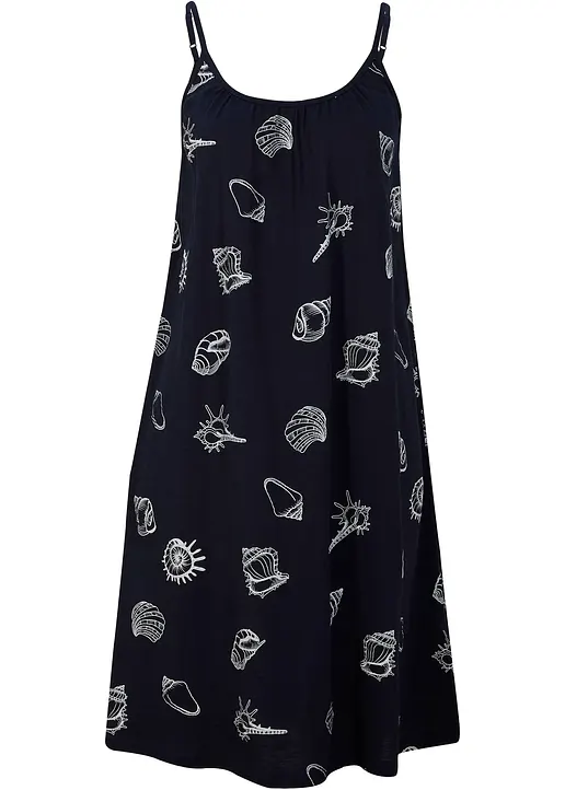 Hänger-Jerseykleid aus Bio-Baumwolle in blau von vorne - bonprix