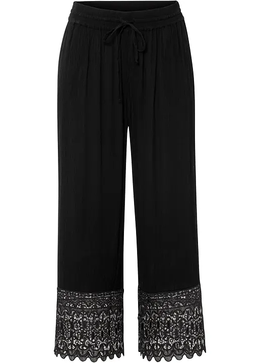 Culotte aus Viskose in schwarz von vorne - bonprix