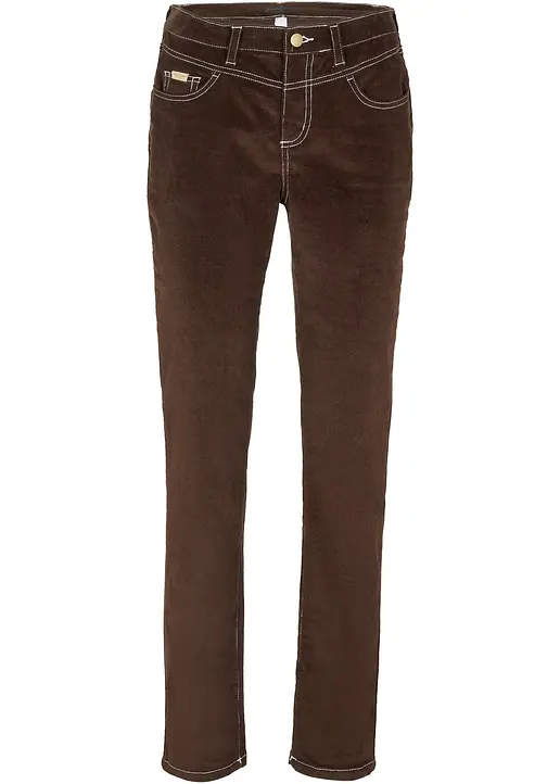 Slim Fit Stretch-Cordhose in braun von vorne - bonprix