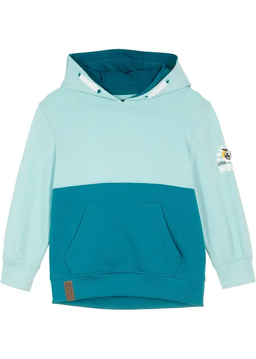 Hoodie aus weichem Baumwoll-Mix in petrol von vorne - bonprix