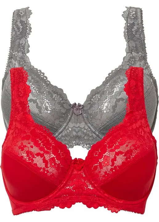 Minimizer-BH mit gepolsterten Trägern (2er Pack) in rot von vorne - bonprix