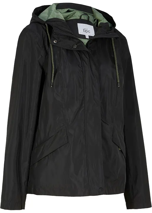 wasserdichte, ultraleichte Funktionsjacke in schwarz von vorne - bonprix