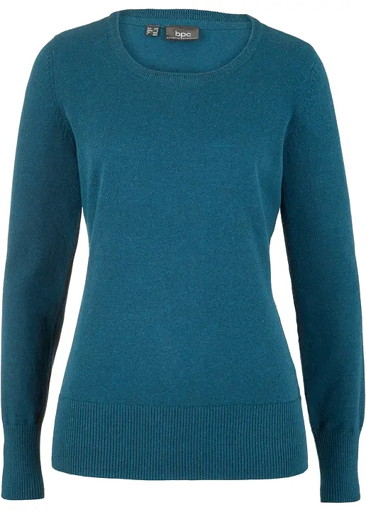 Basic Pullover mit recycelter Baumwolle in grün von vorne - bonprix