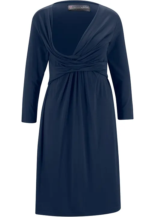2-in-1 Umstands- und Stillkleid aus Viskose-Stretch in blau von vorne - bonprix