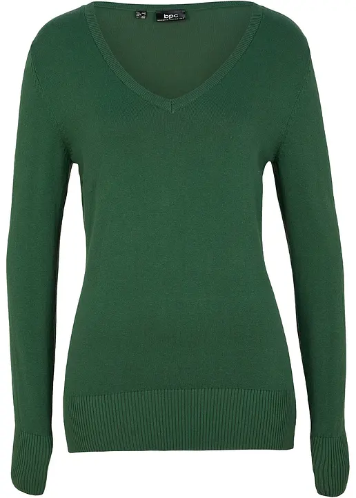 Feinstrickpullover in grün von vorne - bonprix