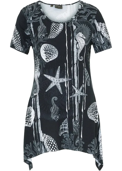 Longshirt aus softem Viskose-Mix in schwarz von vorne - bonprix