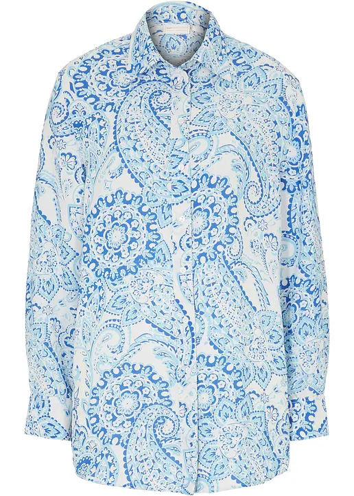 Oversized Hemdbluse in weiß von vorne - bonprix