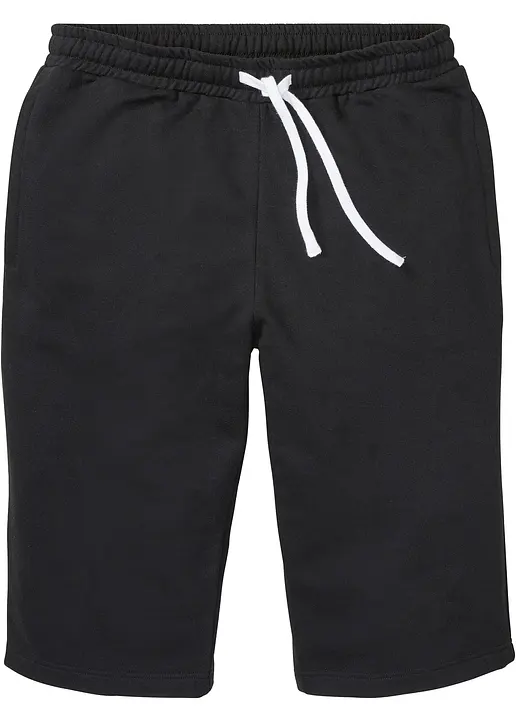 Sweat-Longbermuda in schwarz von vorne - bonprix